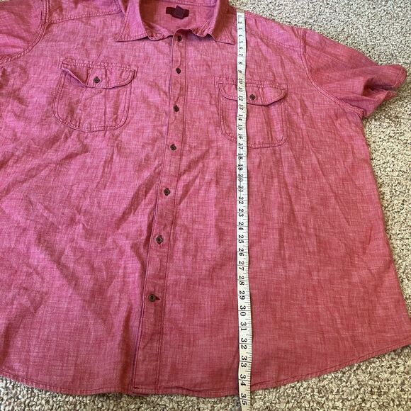 Foundry Supply Co Mens 100% Cotton Button Up Shirt Size 4XLT Short Sleeve Red - Picture 10 of 10